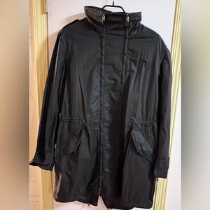 🌟 Rare PRINGLE Black Double Zip Lightweight Raincoat Parka EU50/US L